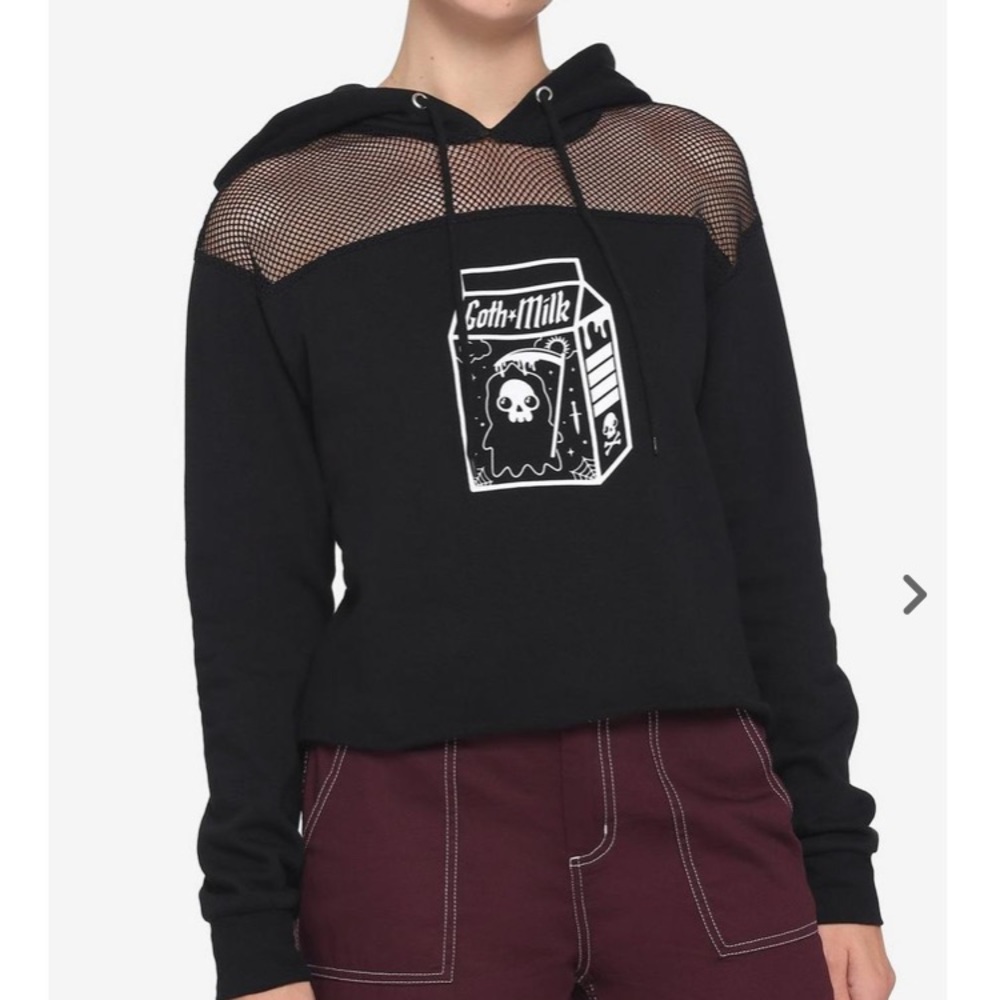 Hot Topic Goth Milk mesh crop hoodie size Medium